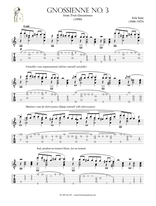 Gnossienne No.3 - Erik Satie - Solo guitar