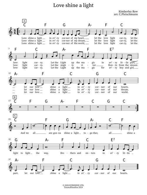 Love Shine A Light (Arr. Christoph Fleischmann) - Kimberly Rew (Lead Sheet - Fake Book)