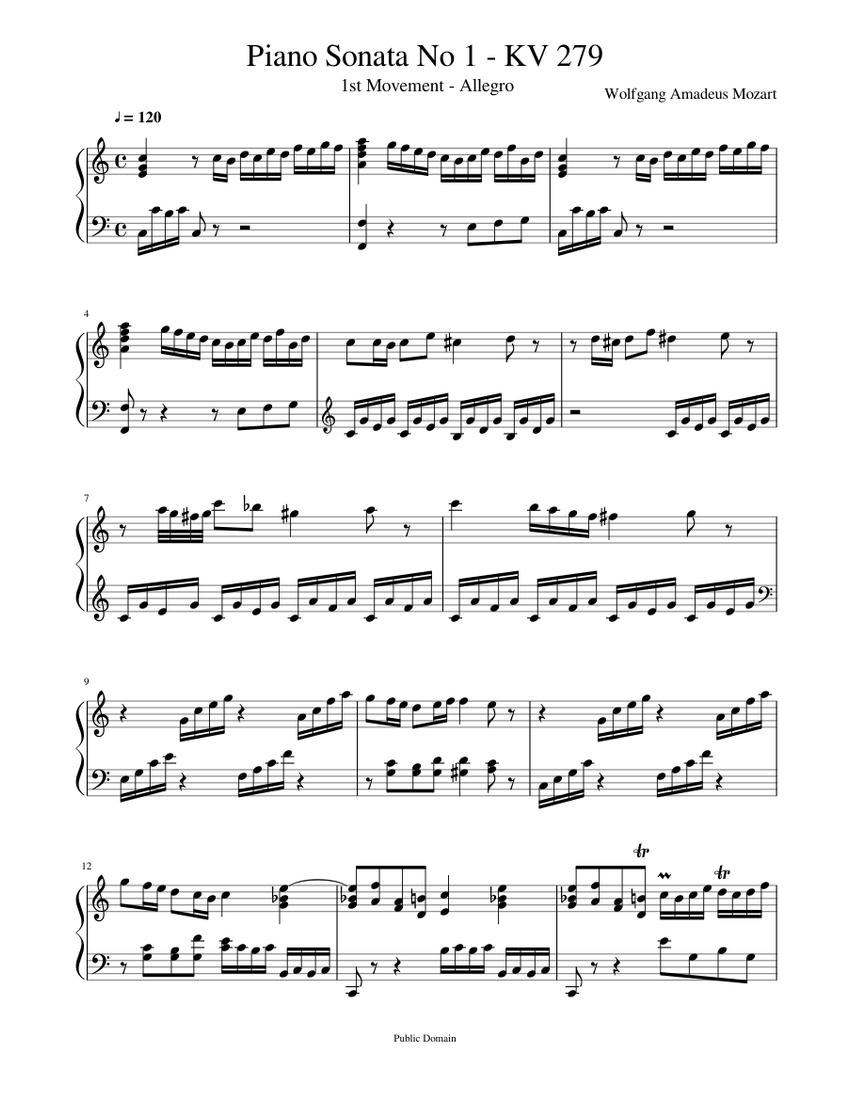 公式の店舗 Piano Sonata (Solo Piano for Music Sheet 279 KV Mozart 1 No 