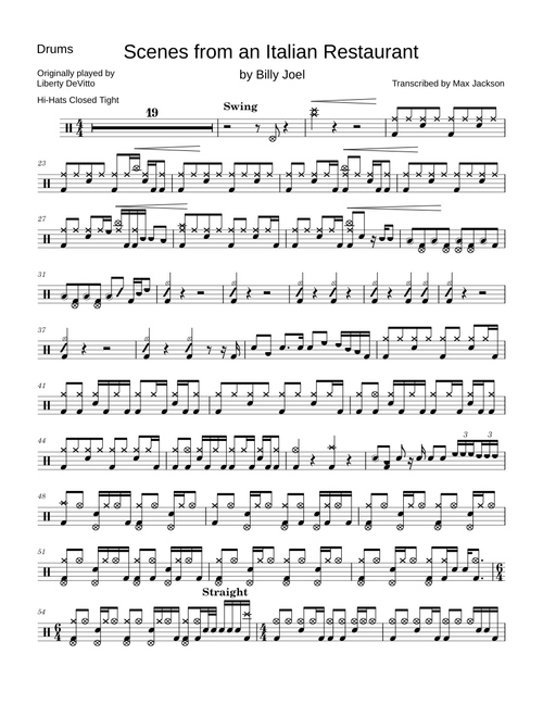 Scenes From an Italian Restaurant – Billy Joel (Drums)