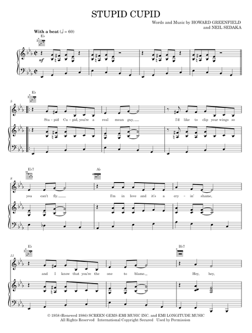 Stupid cupid - Connie Francis (Piano-Vocal-Guitar)
