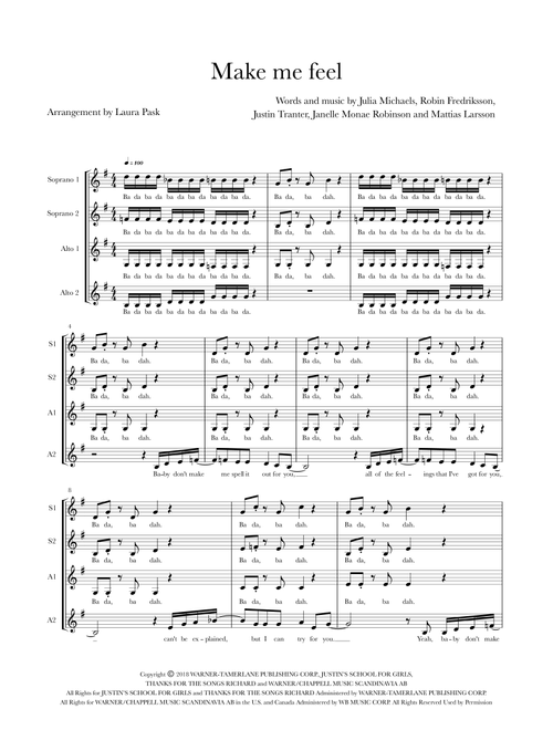 Make Me Feel (Arr. Laura Pask) - Janelle Monae (Choral, SSAA)