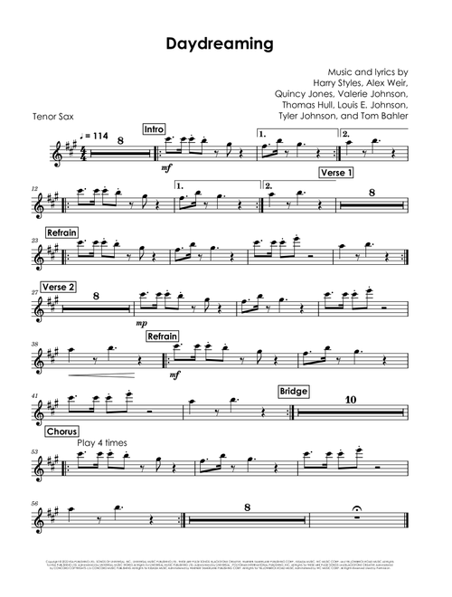 Daydreaming (Arr. David Lartey) - Harry Styles (Tenor Sax Solo)