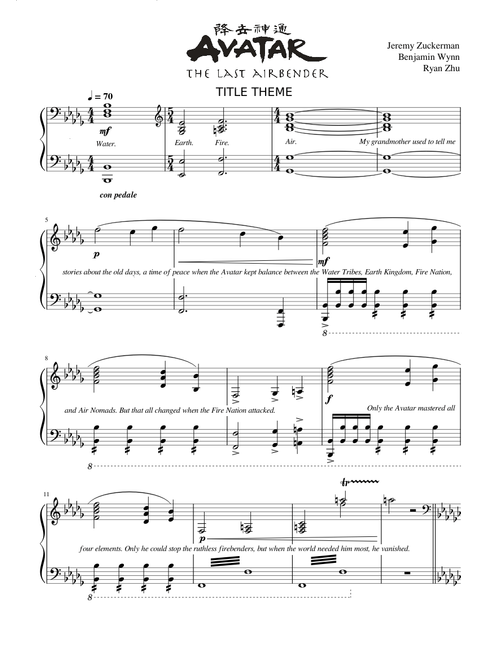 Avatar: The Last Airbender (Title Theme) | Arranged for Piano Solo