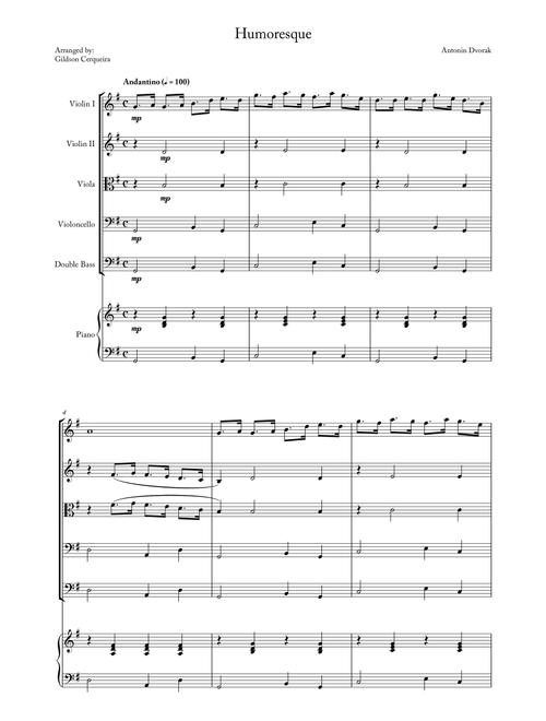 Humoresque (Arr. Gildson Cerqueira) - Antonin Dvorak (String Ensemble)