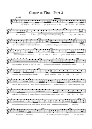 き*ち様 Indigo Note CHORUS Closer to fine – Indigo Girls - Part 1 Sheet Music for Piano (Solo
