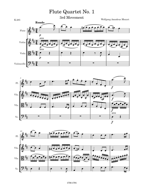 Flute Quartet No. 1 in D Major, K.285, 3rd Movement (Rondo) – Wolfgang Amadeus Mozart