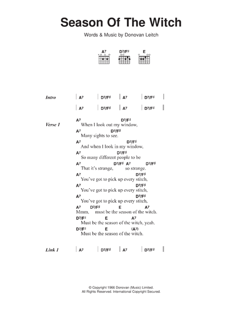 Season Of The Witch - Donovan (Guitar Chords-Lyrics)