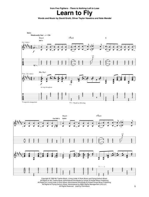 Learn To Fly - Foo Fighters (Guitar Tab)