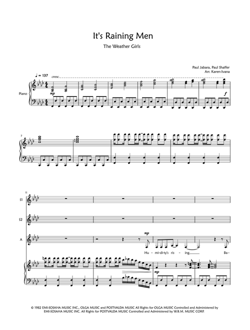 It's Raining Men (Arr. Karen Ivana) - The Weather Girls (Choral, SSA)
