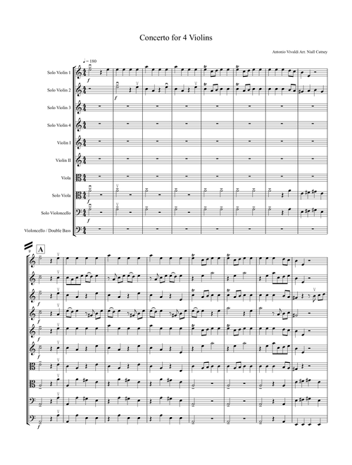 Concerto for 4 Violins RV 580 (Arr. Niall Catney) - Antonio Vivaldi (Orchestra)