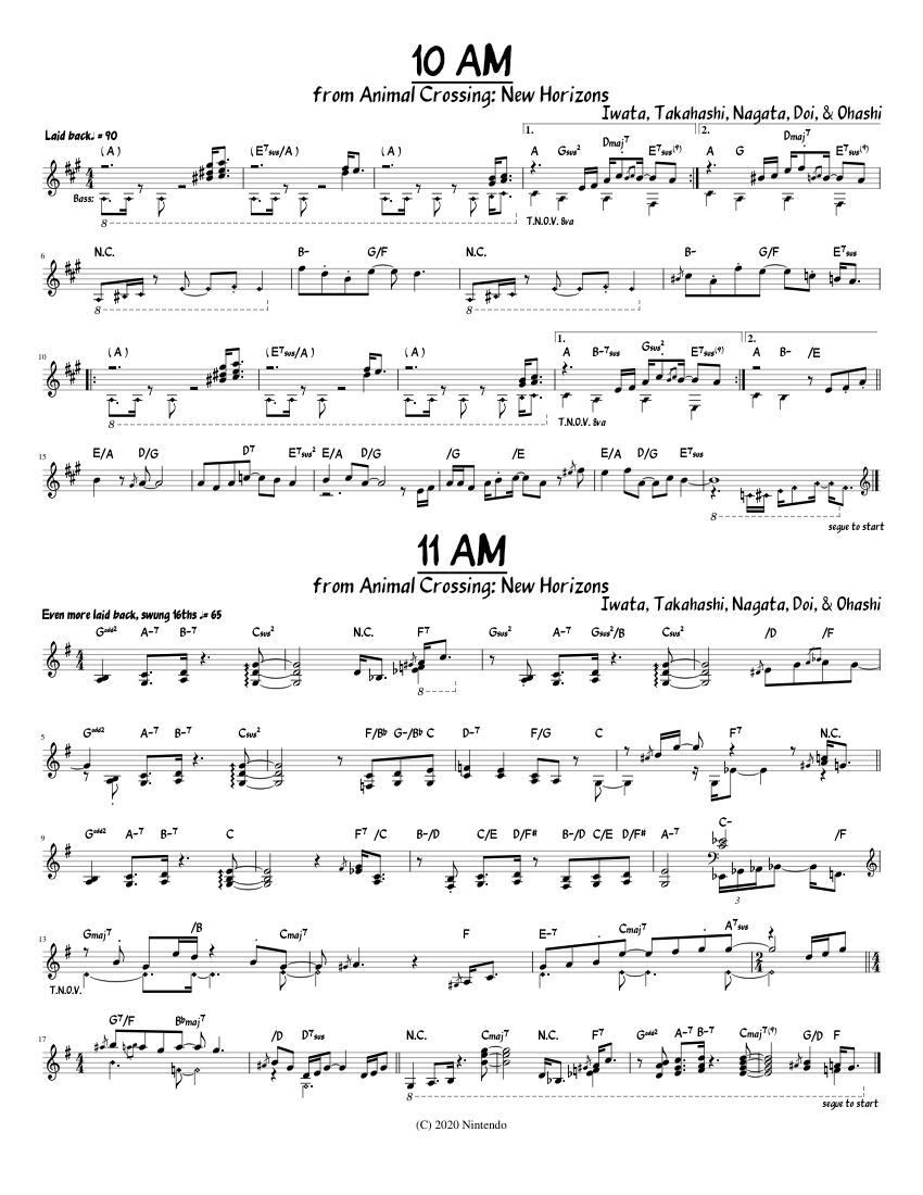 10AM/11AM (From Animal Crossing: New Horizons) Sheet music