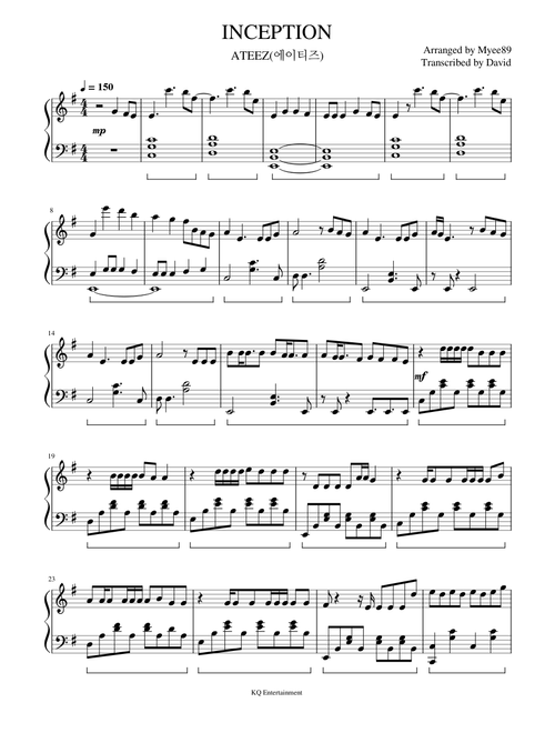 Inception – ATEEZ Inception - Ateez (Piano Solo) Piano Tutorial - Free Sheets