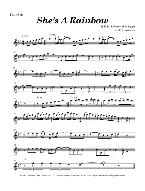 She's A Rainbow (Arr. P. R. Frederick) - The Rolling Stones (Flute Solo)