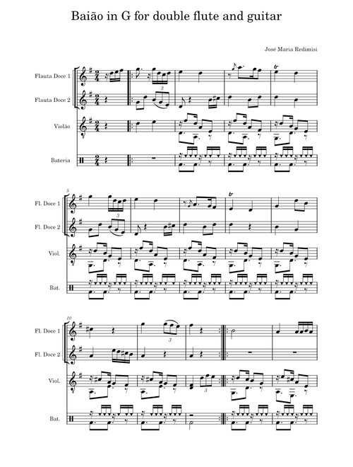 Câmara, Baião de 2 for double flute and guitar - J.M. Redimisi