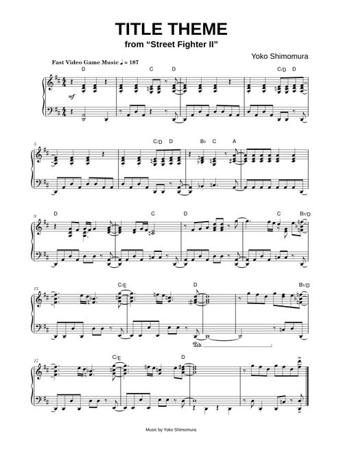 Title Theme (from Street Fighter II) - Yoko Shimomura (Piano)
