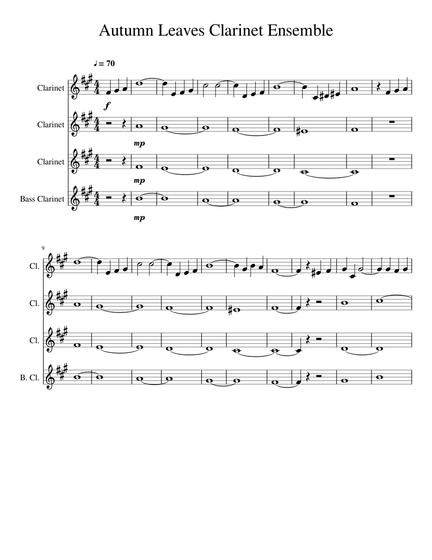 Autumn Leaves Ensemble Sheet music for bass,
