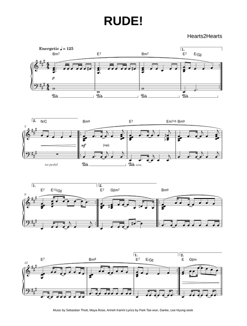RUDE! - Hearts2Hearts (Piano)