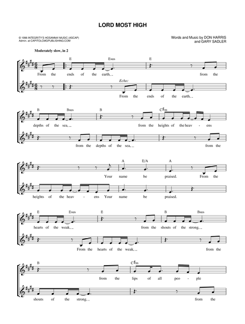 Lord Most High - The Martins (Lead Sheet - Fake Book)