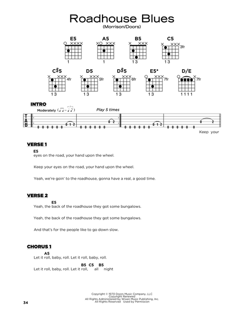 Roadhouse Blues - The Doors (Really Easy Guitar)