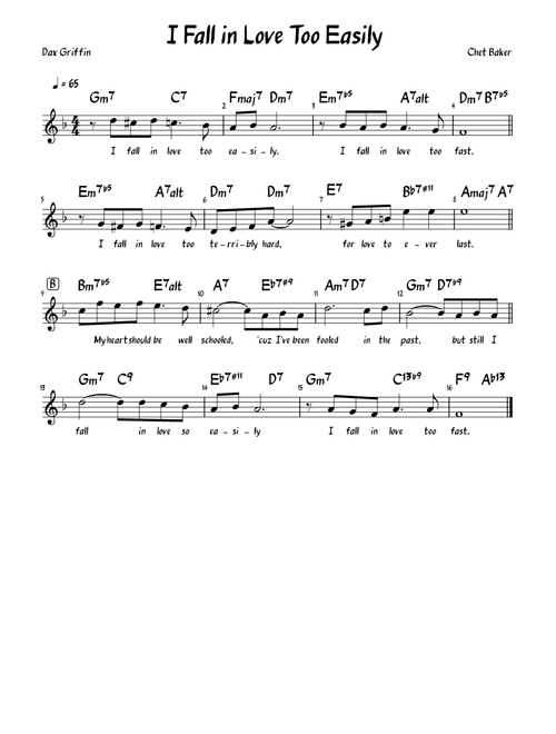 I Fall in Love Too Easily (Bb Chart)