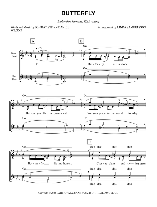 Butterfly (Arr. Linda Samuelsson) - Jon Batiste (Barbershop Quartet)