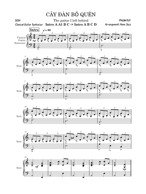 CÂY ĐÀN BỎ QUÊN Vietnamese folk song Syntesizer/Melody-Lirics