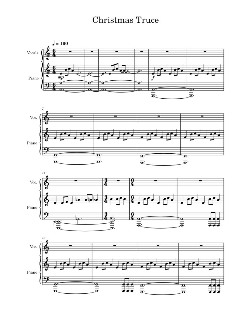 Christmas Truce Sabaton Piano Sheet music for Piano Piano Duo Musescore