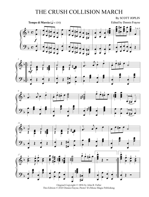 The Crush Collision March (The Great Crush Collision March) (Arr. Dennis Frayne) - Scott Joplin (Piano Solo)