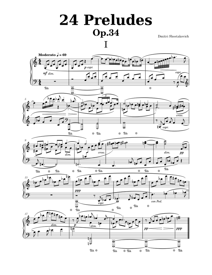 24 Preludes, Op.34, No.1 - D. Shostakovich Sheet music for Piano (Solo) | Musescore.com