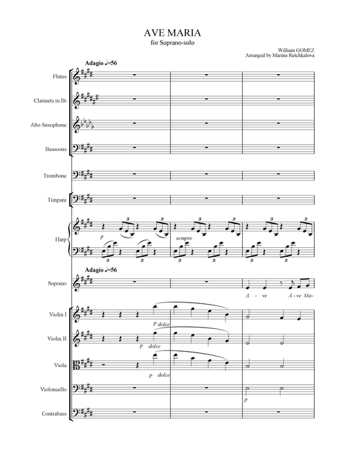 W.Gomez Ave Maria in E (Arr. Marina Retchkalova) - William Gomez (Large Ensemble)