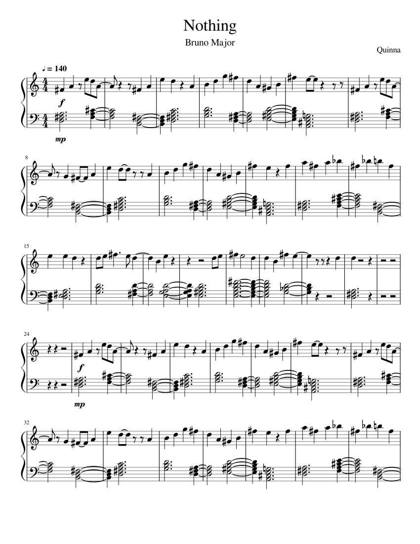 Nothing Notes Nothing Sheet music for Piano (Solo) Easy | Musescore.com