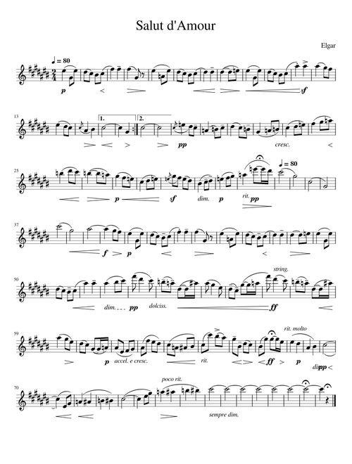 Salut d'Amour - Elgar - Alto Saxophone