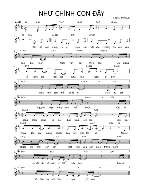 NHƯ CHÍNH CON ĐÂY - JUST AS I AM - 내 모습 이대로 _SHEET MUSIC