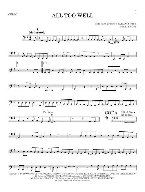 All Too Well - Taylor Swift (Cello Solo)