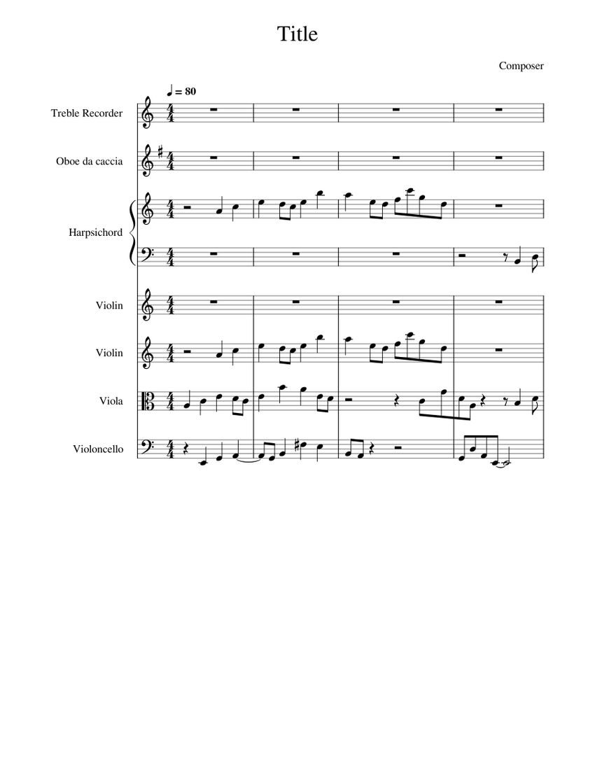 Stretto Music Examples Stretto fuga + hexachord fantasy Sheet music for Harpsichord, Oboe ...