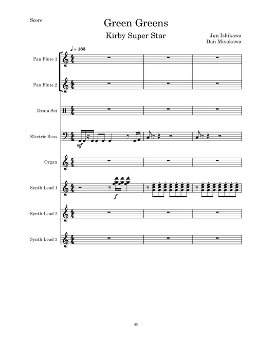 Green Greens (Kirby Super Star) - Transcribed Score
