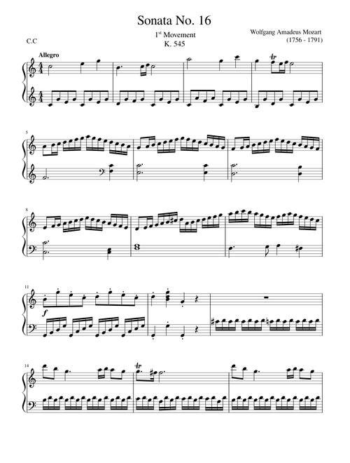 Piano Sonata No. 16, K. 545, 1st movement – Wolfgang Amadeus Mozart