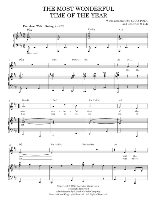It's the Most Wonderful Time of the Year - Andy Williams (Piano Vocal)