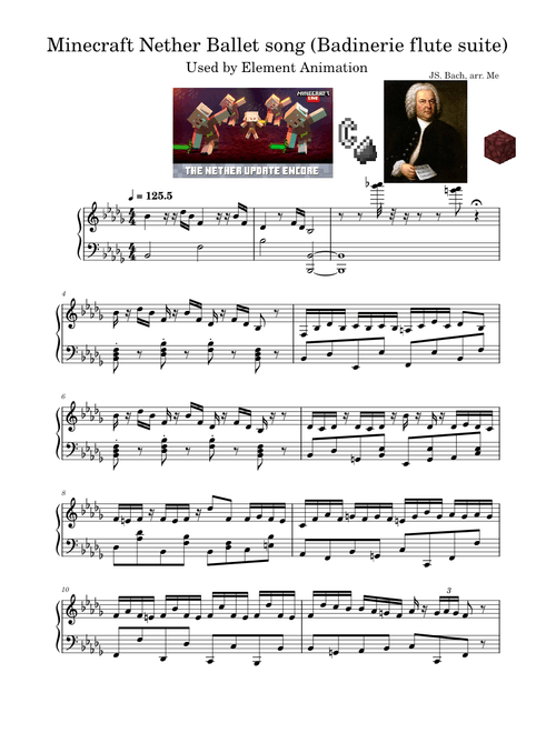 Minecraft Nether Ballet song (Badinerie Flute Suite) for Piano