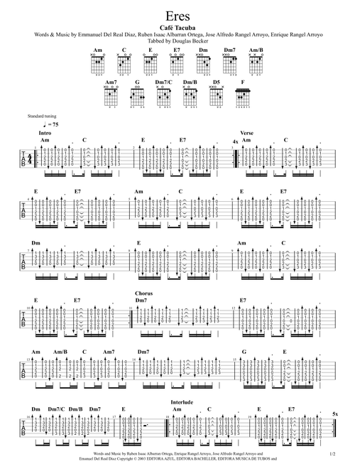 Eres (Arr. Douglas Becker) - Cafe Tacuba (Guitar Tab)