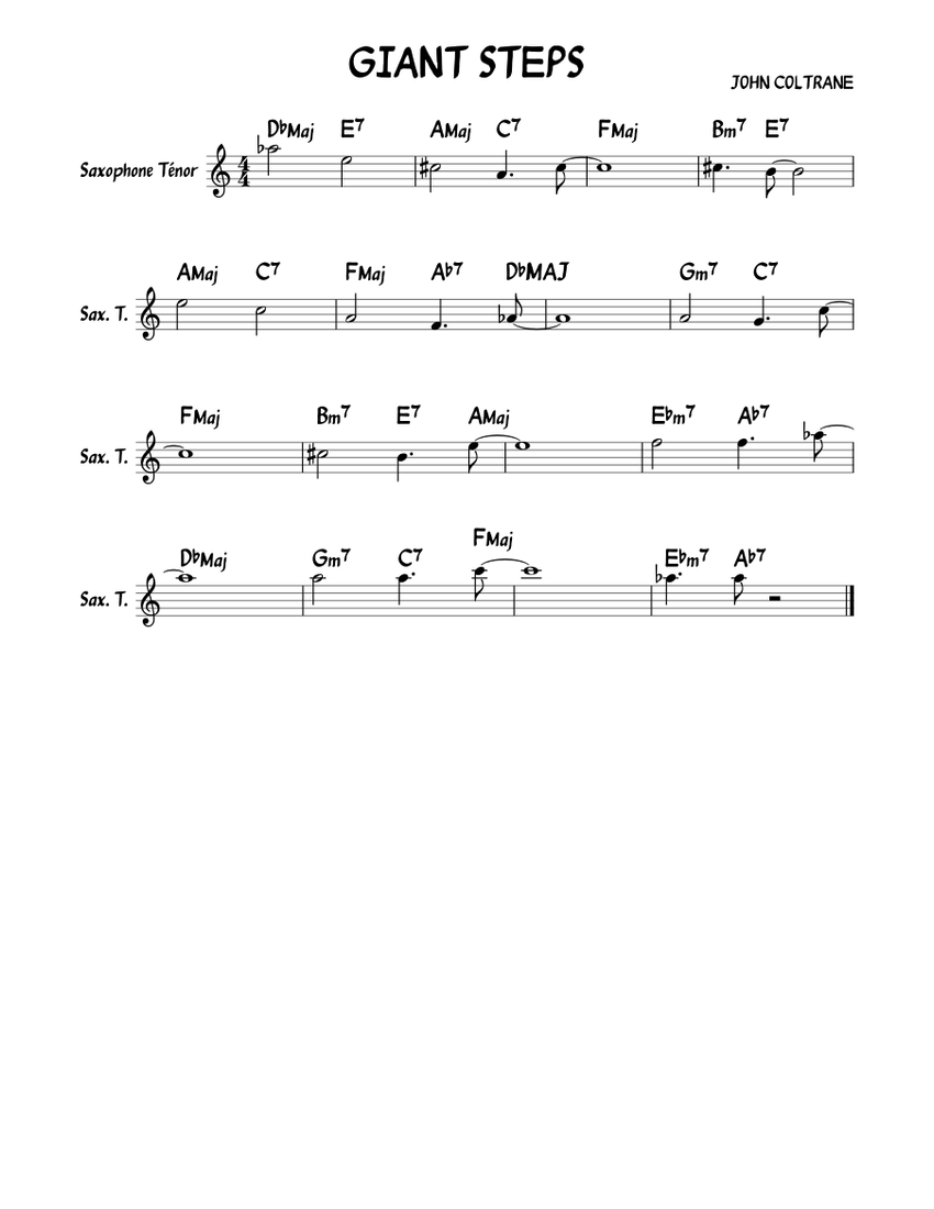 GIANT STEPS Sheet music for Saxophone tenor (Solo)