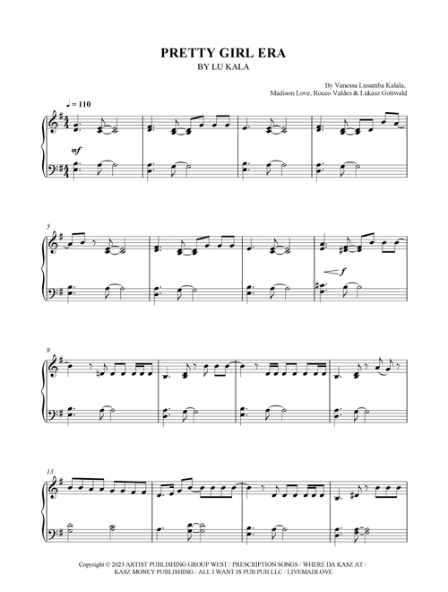 Pretty Girl Era (Arr. SCMusic) - Lu Kala (Easy Piano)