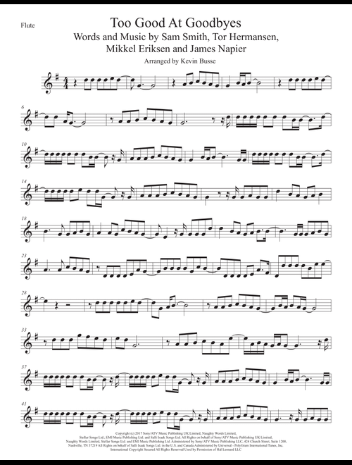 Too Good At Goodbyes (Arr. Kevin Busse) - Sam Smith (Flute Solo)