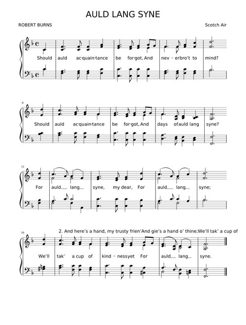 Auld Lang Syne - Anonymous (Traditional)