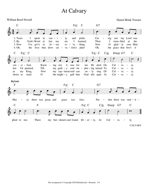 At Calvary [lead sheet]