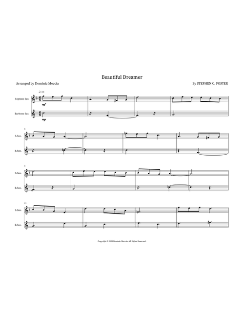 Beautiful Dreamer (Arr. Dominic Meccia) - Stephen C. Foster (Instrumental Duet)