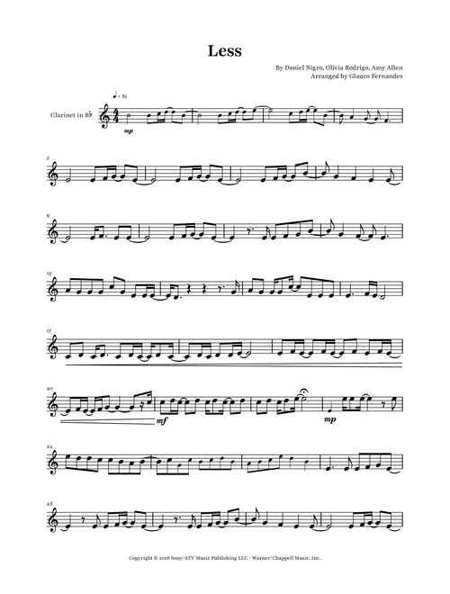 Less (Arr. Glauco Fernandes) - Olivia Rodrigo (Clarinet Solo)