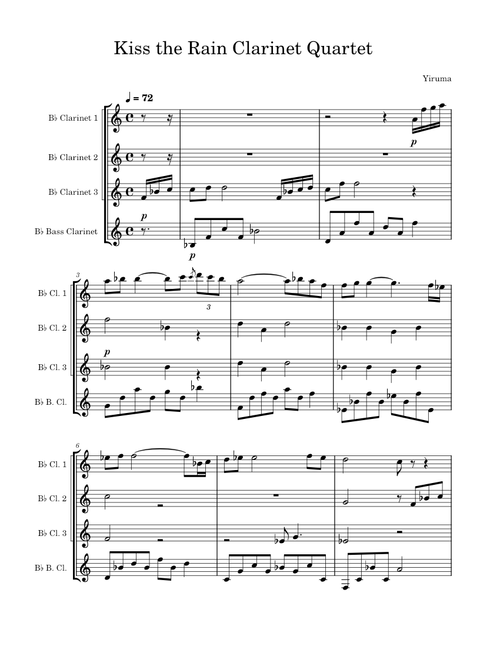 Kiss the Rain – Yiruma Kiss the Rain Clarinet Quartet