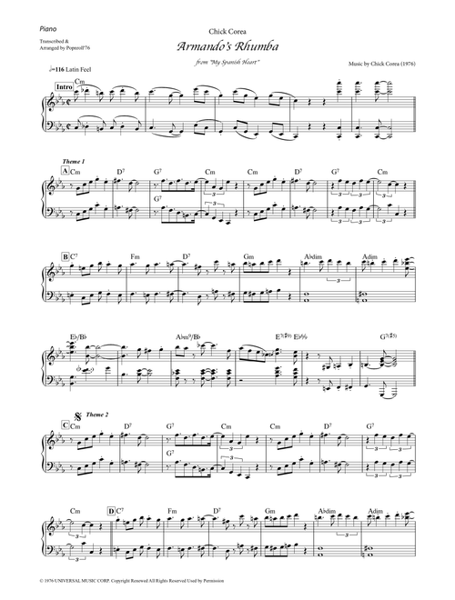 Armando's Rhumba (Arr. Popnroll 1976) - Chick Corea (Piano Solo)